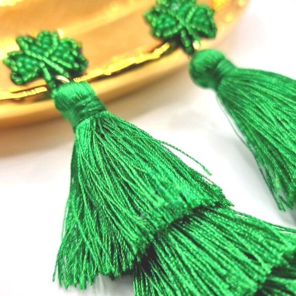 Bling fringe CLOVER exquisite glass seed bead earrings - Picture 3 of 7